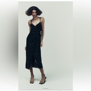 NWT Black Buckled Jacquard Dress XS